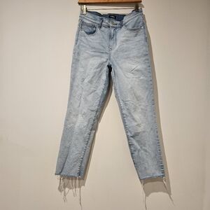 Express Straight Ankle High Rise Light Blue Women's Jeans, Size 8